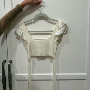 Urban Outfitters Cream Ruffle Crop Top